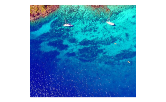 Une vue aérienne sur la plage du Gosier
